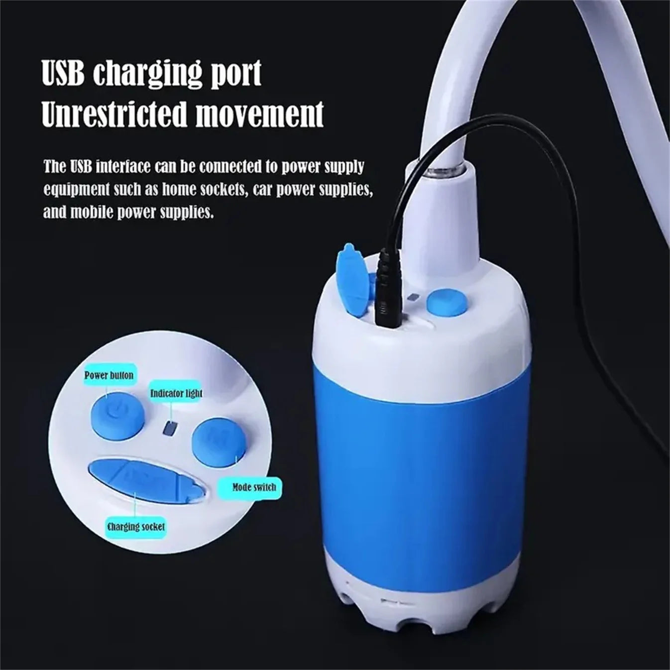 Camping Shower Pump - Rechargeable Outdoor Shower Head Sprayer