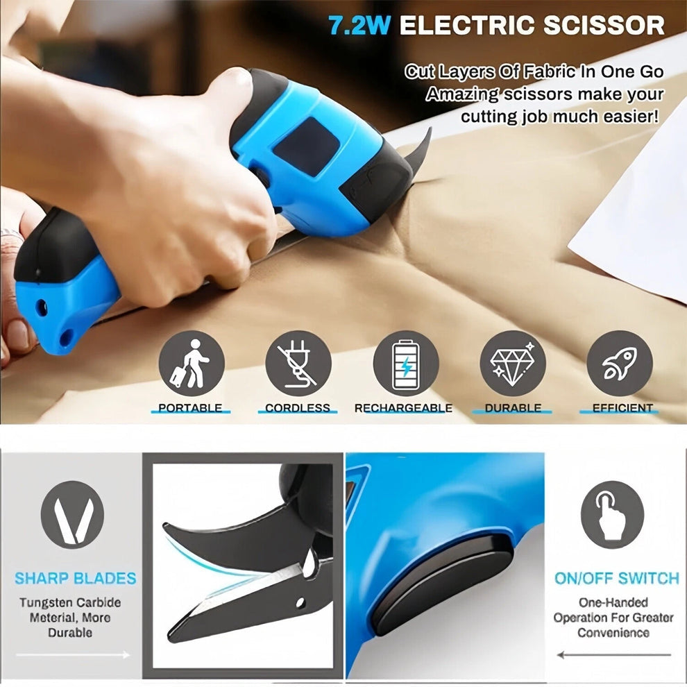 Cordless USB Electric Scissors Rechargeable Cutter for Fabric and Paper