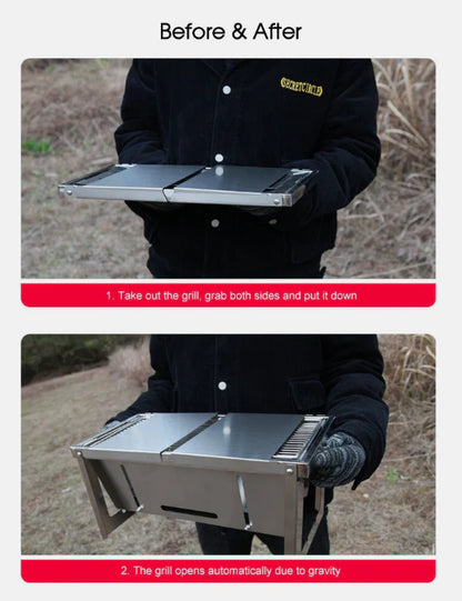 Stainless Steel Folding BBQ Grill